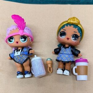 L.O.L. Surprise! Twin Dolls in Blue Plaid Dresses with Pink and Gold Accents